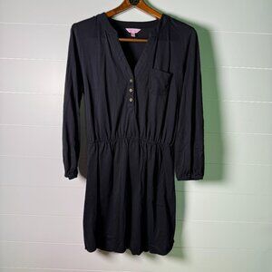 Lilly Pulitzer Black Beckett Dress Pima Cotton Size Large  Neutral Minimalist